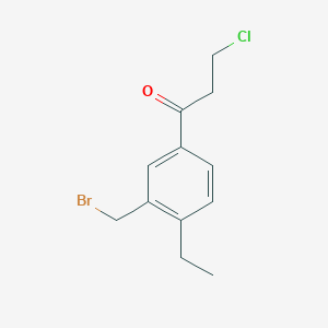 molecular formula C12H14BrClO B14068594 1-(3-(Bromomethyl)-4-ethylphenyl)-3-chloropropan-1-one 