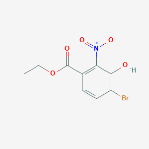 molecular formula C9H8BrNO5 B14068618 Ethyl 4-bromo-3-hydroxy-2-nitrobenzoate 