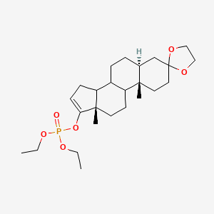 molecular formula C25H41O6P B14068748 (5S,10S,13S)-10,13-dimethyl-1,2,4,5,6,7,8,9,10,11,12,13,14,15-tetradecahydrospiro[cyclopenta[a]phenanthrene-3,2'-[1,3]dioxolan]-17-yl diethyl phosphate 