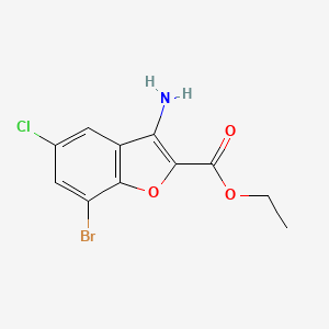 molecular formula C11H9BrClNO3 B1406880 3-氨基-7-溴-5-氯-1-苯并呋喃-2-甲酸乙酯 CAS No. 2183997-56-8