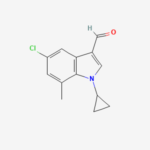 molecular formula C13H12ClNO B1406902 5-chloro-1-cyclopropyl-7-methyl-1H-indole-3-carbaldehyde CAS No. 1350761-08-8