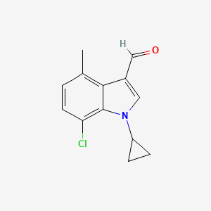 molecular formula C13H12ClNO B1406927 7-chloro-1-cyclopropyl-4-methyl-1H-indole-3-carbaldehyde CAS No. 1350761-10-2