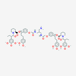 molecular formula C82H107N5O20 B14069294 (1R,1'R)-(((((2-((dimethylamino)methyl)propane-1,3-diyl)bis(azanediyl))bis(2-oxoethane-2,1-diyl))bis(oxy))bis(3,1-phenylene))bis(3-(3,4-dimethoxyphenyl)propane-1,1-diyl) (2S,2'S)-bis(1-((S)-2-(3,4,5-trimethoxyphenyl)butanoyl)piperidine-2-carboxylate) 