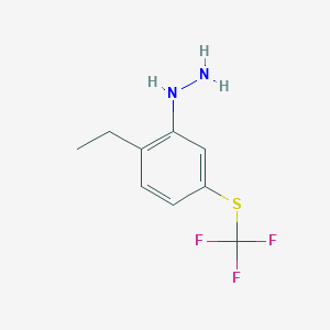 molecular formula C9H11F3N2S B14069524 1-(2-Ethyl-5-(trifluoromethylthio)phenyl)hydrazine 