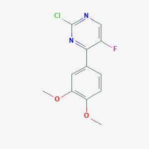 molecular formula C12H10ClFN2O2 B1406955 Pyrimidine, 2-chloro-4-(3,4-dimethoxyphenyl)-5-fluoro- CAS No. 1494526-17-8