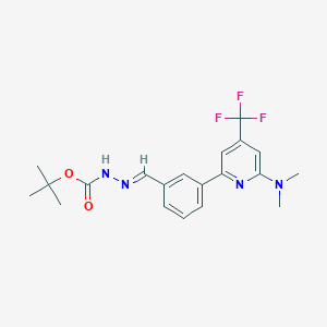 molecular formula C20H23F3N4O2 B1406981 N'-[1-[3-(6-Dimethylamino-4-trifluoromethyl-pyridin-2-yl)-phenyl]-meth-(E)-ylidene]-hydrazinecarboxylic acid tert-butyl ester CAS No. 1311283-71-2