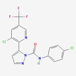 molecular formula C16H9Cl2F3N4O B1406992 5-(3-Chloro-5-trifluoromethyl-pyridin-2-yl)-pyrazole-1-carboxylic acid (4-chloro-phenyl)-amide CAS No. 1311278-54-2