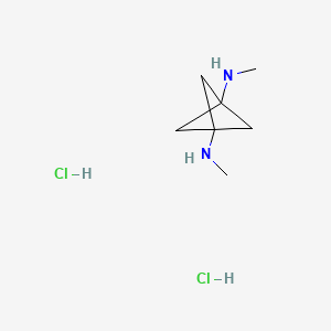 molecular formula C7H16Cl2N2 B1406995 N1,N3-dimethylbicyclo[1.1.1]pentane-1,3-diamine dihydrochloride CAS No. 1523572-06-6