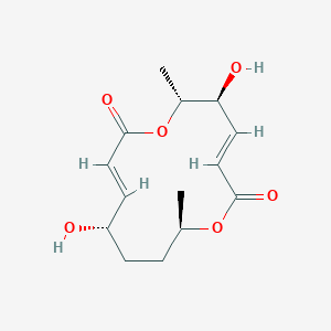 molecular formula C14H20O6 B140700 (3E,5S,6R,9E,11S,14R)-5,11-二羟基-6,14-二甲基-1,7-二氧杂环十四-3,9-二烯-2,8-二酮 CAS No. 147317-35-9