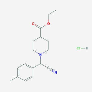 molecular formula C17H23ClN2O2 B1407001 Ethyl 1-[cyano(p-tolyl)methyl]piperidine-4-carboxylate hydrochloride CAS No. 1440535-31-8