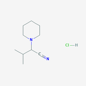 molecular formula C10H19ClN2 B1407013 3-Methyl-2-(1-piperidyl)butanenitrile hydrochloride CAS No. 1672675-20-5