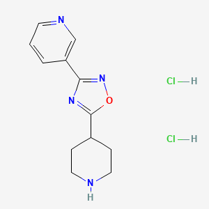 molecular formula C12H16Cl2N4O B1407024 3-(5-Piperidin-4-yl-1,2,4-oxadiazol-3-yl)pyridine dihydrochloride CAS No. 1638612-90-4