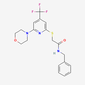molecular formula C19H20F3N3O2S B1407028 N-Benzyl-2-(6-morpholin-4-yl-4-trifluoromethyl-pyridin-2-ylsulfanyl)-acetamide CAS No. 1431555-23-5