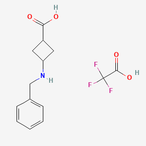 molecular formula C14H16F3NO4 B1407032 trans-3-[(Phenylmethyl)amino]cyclobutanecarboxylic acid tfa (1:1) CAS No. 1274891-82-5