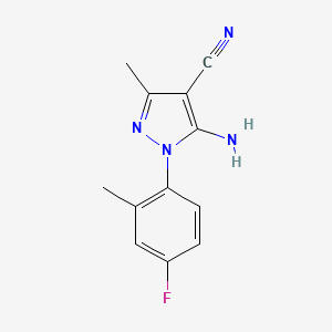 molecular formula C12H11FN4 B1407049 5-氨基-1-(4-氟-2-甲基苯基)-3-甲基-1H-吡唑-4-腈 CAS No. 1540342-95-7