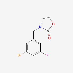 molecular formula C10H9BrFNO2 B1407055 3-[(3-Bromo-5-fluorophenyl)methyl]-1,3-oxazolidin-2-one CAS No. 1513688-85-1