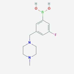 molecular formula C12H18BFN2O2 B1407057 (3-Fluoro-5-((4-methylpiperazin-1-yl)methyl)phenyl)boronic acid CAS No. 1704063-69-3