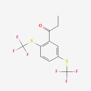 molecular formula C11H8F6OS2 B14070804 1-(2,5-Bis(trifluoromethylthio)phenyl)propan-1-one 