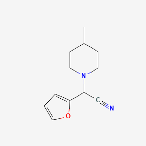 molecular formula C12H16N2O B1407087 2-(Furan-2-yl)-2-(4-methylpiperidin-1-yl)acetonitrile CAS No. 1226183-67-0