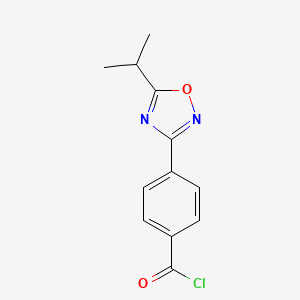 molecular formula C12H11ClN2O2 B1407100 4-(5-Isopropyl-1,2,4-oxadiazol-3-yl)benzoyl chloride CAS No. 1858249-69-0
