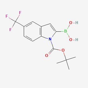 molecular formula C14H15BF3NO4 B1407102 (1-(tert-Butoxycarbonyl)-5-(trifluoromethyl)-1H-indol-2-yl)boronic acid CAS No. 2304634-92-0