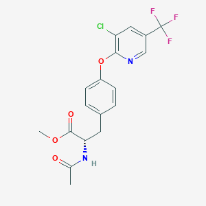 molecular formula C18H16ClF3N2O4 B1407104 甲基(2S)-3-(4-{[3-氯-5-(三氟甲基)吡啶-2-基]氧基}苯基)-2-乙酰氨基丙酸酯 CAS No. 1638621-94-9