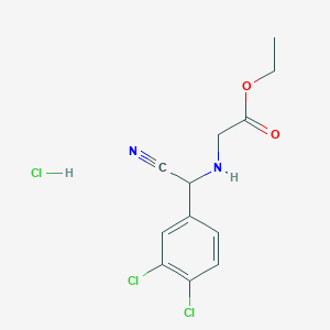 molecular formula C12H13Cl3N2O2 B1407107 Ethyl 2-[[cyano-(3,4-dichlorophenyl)methyl]amino]acetate hydrochloride CAS No. 1440535-44-3