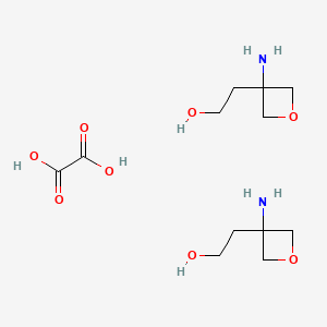 molecular formula C12H24N2O8 B1407126 2-(3-氨基氧杂环-3-基)乙醇半草酸 CAS No. 1523618-22-5