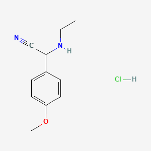 molecular formula C11H15ClN2O B1407127 2-(Ethylamino)-2-(4-methoxyphenyl)acetonitrile hydrochloride CAS No. 1440535-59-0