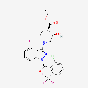 ethyl (3S,4R)-1-(1-(2-chloro-6-(trifluoromethyl)benzoyl)-4-fluoro-1H-indazol-3-yl)-3-hydroxypiperidine-4-carboxylate