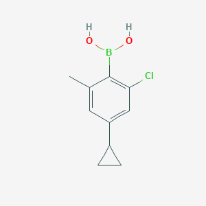 molecular formula C10H12BClO2 B14071322 (2-Chloro-4-cyclopropyl-6-methylphenyl)boronic acid 