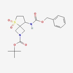 molecular formula C19H26N2O6S B1407137 Tert-butyl 8-(((benzyloxy)carbonyl)amino)-5-thia-2-azaspiro[3.4]octane-2-carboxylate 5,5-dioxide CAS No. 1340481-82-4
