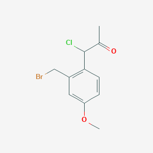 molecular formula C11H12BrClO2 B14071375 1-(2-(Bromomethyl)-4-methoxyphenyl)-1-chloropropan-2-one 