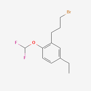 molecular formula C12H15BrF2O B14071407 1-(3-Bromopropyl)-2-(difluoromethoxy)-5-ethylbenzene CAS No. 1803716-50-8