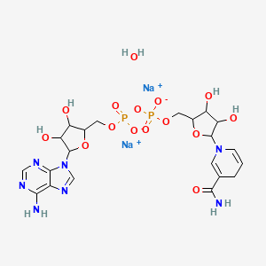 disodium;[[5-(6-aminopurin-9-yl)-3,4-dihydroxyoxolan-2-yl]methoxy-oxidophosphoryl] [5-(3-carbamoyl-4H-pyridin-1-yl)-3,4-dihydroxyoxolan-2-yl]methyl phosphate;hydrate