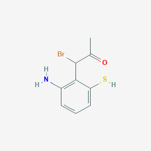 molecular formula C9H10BrNOS B14071432 1-(2-Amino-6-mercaptophenyl)-1-bromopropan-2-one 