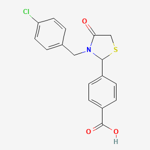 molecular formula C17H14ClNO3S B1407144 4-[3-(4-Chlorobenzyl)-4-oxo-1,3-thiazolidin-2-yl]benzoic acid CAS No. 1858242-30-4