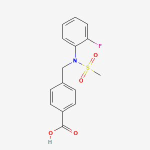 molecular formula C15H14FNO4S B1407145 4-{[(2-Fluorophenyl)(methylsulfonyl)amino]methyl}benzoic acid CAS No. 1858251-51-0