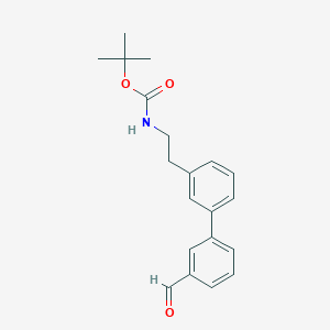 molecular formula C20H23NO3 B1407149 tert-Butyl (2-(3'-formyl-[1,1'-biphenyl]-3-yl)ethyl)carbamate CAS No. 1989954-20-2