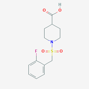 molecular formula C13H16FNO4S B1407153 1-[(2-Fluorobenzyl)sulfonyl]piperidine-4-carboxylic acid CAS No. 1858250-07-3