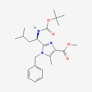 molecular formula C23H33N3O4 B1407160 methyl 1-benzyl-2-((1R)-1-((tert-butoxycarbonyl)amino)-3-methylbutyl)-5-methyl-1H-imidazole-4-carboxylate CAS No. 1881275-61-1
