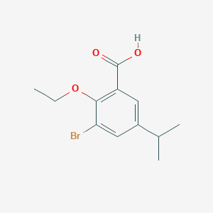 molecular formula C12H15BrO3 B14071769 3-Bromo-2-ethoxy-5-isopropylbenzoic acid 