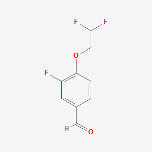 molecular formula C9H7F3O2 B1407182 4-(2,2-二氟乙氧基)-3-氟苯甲醛 CAS No. 1551564-03-4