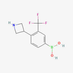 molecular formula C10H11BF3NO2 B14071854 (4-(Azetidin-3-yl)-3-(trifluoromethyl)phenyl)boronic acid 