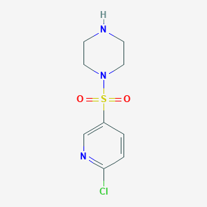 molecular formula C9H12ClN3O2S B1407205 1-((6-Chloropyridin-3-yl)sulfonyl)piperazine CAS No. 1368513-72-7