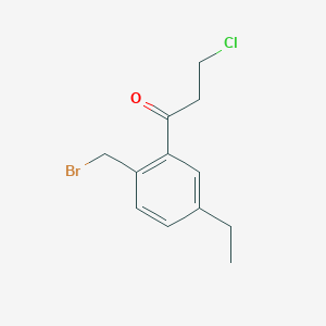 molecular formula C12H14BrClO B14072164 1-(2-(Bromomethyl)-5-ethylphenyl)-3-chloropropan-1-one 