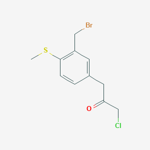 molecular formula C11H12BrClOS B14072397 1-(3-(Bromomethyl)-4-(methylthio)phenyl)-3-chloropropan-2-one 