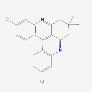 molecular formula C21H16Cl2N2 B140724 6H-Quino(2,3,4-kl)acridine, 3,11-dichloro-7,8-dihydro-7,7-dimethyl- CAS No. 132934-43-1