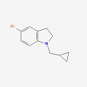 molecular formula C12H14BrN B1407313 5-Bromo-1-(cyclopropylmethyl)-2,3-dihydro-1H-indole CAS No. 1784059-18-2