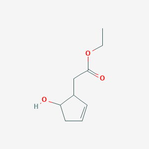 molecular formula C9H14O3 B14073306 Ethyl 2-(5-hydroxycyclopent-2-en-1-yl)acetate 